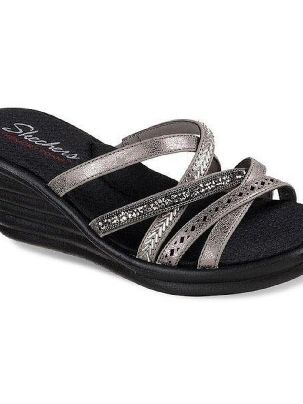 Skechers "Rumblers Wave New Lassie" Memory Foam Wedge Sandals Size 8